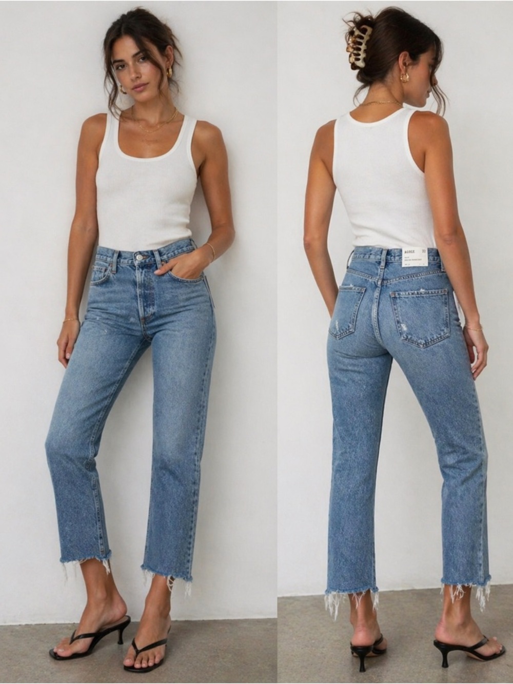 Agolde Riley Cropped High Rise Straight Jeans
